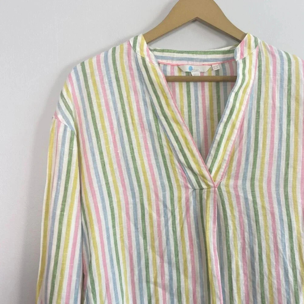 Boden Linen Pastel Rainbow Striped Tunic Top - Picture 9 of 13